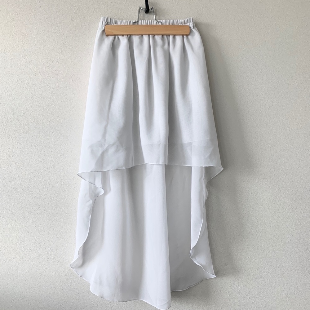 Sheer asymmetrical flowy hi-low skirt